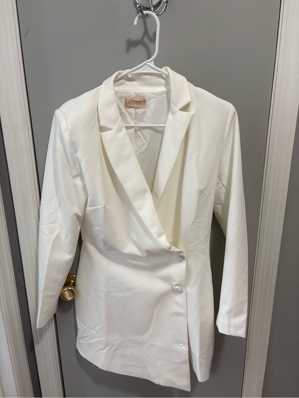ASOS Club L London Cream Wrap-Front Blazer Dress